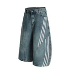 Stripe Barrel Longline Y2k Wide Leg Baggy Jorts
