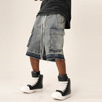 Men's Vintage Drawstring Pocket Denim Shorts