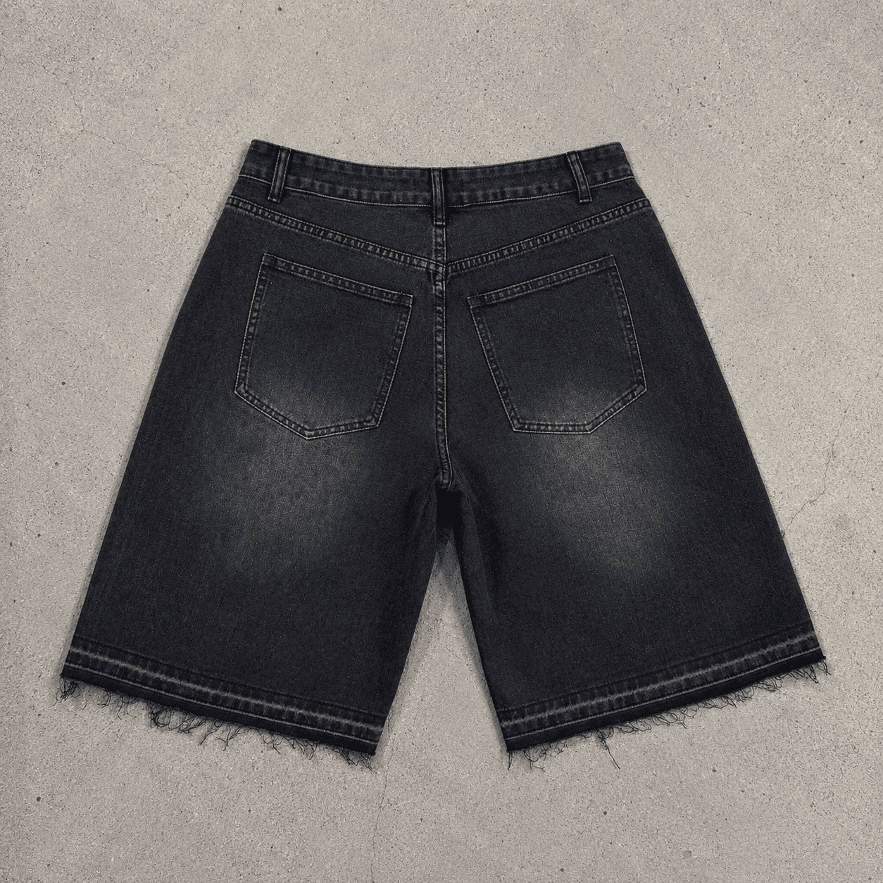 Streetwear Washed Distressed Star Appliqué Denim Jorts