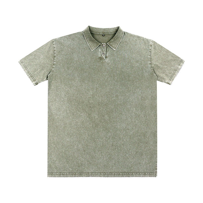 Retro Pure Cotton Casual Collared Short-sleeved Polo Shirt