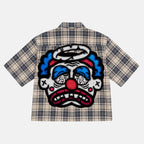 Vintage No Halo Graffiti Head Graphic Plaid Jacket Shirt