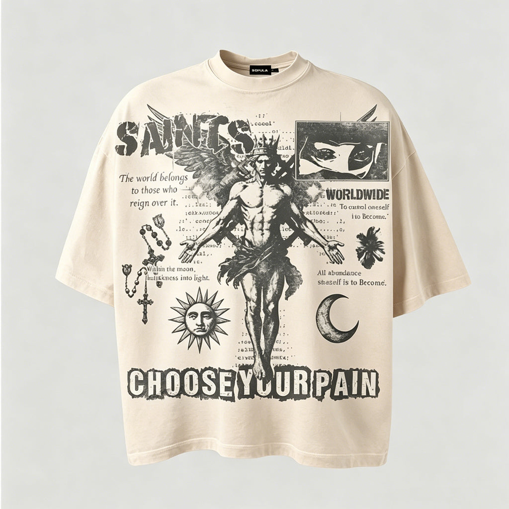 Saints And Wings Choose Your Pain Printed Graphic T-shirt