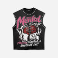 The Retro Spirit Of Streetwear Is Torn Apart Graphic Rhinestone Tank Top