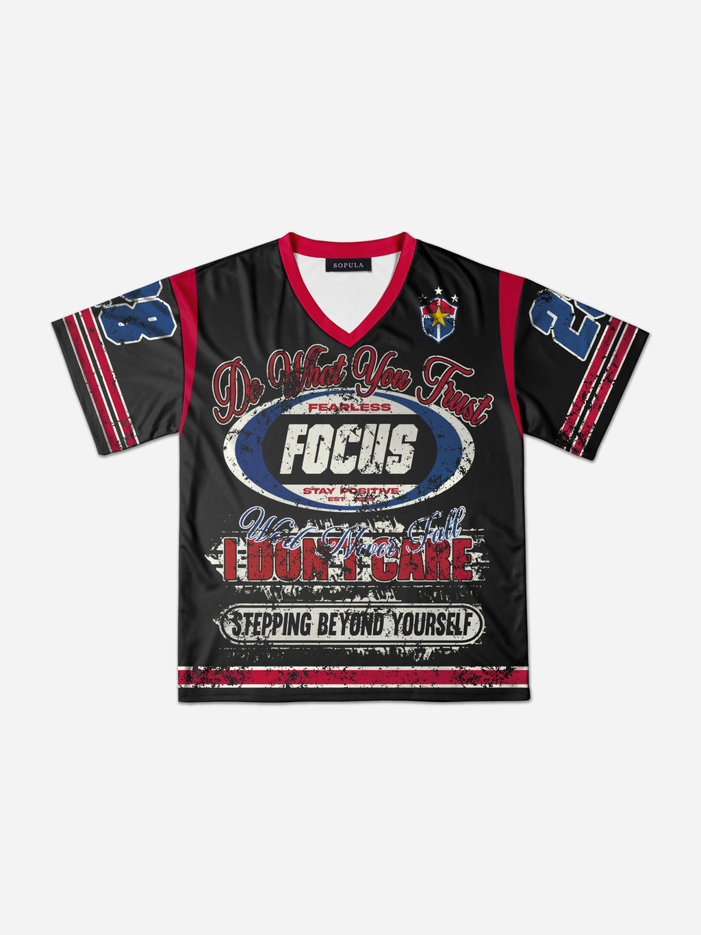 Y2k Dark Vintage Focus Graphic Mesh Jersey