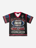 Y2k Dark Vintage Focus Graphic Mesh Jersey