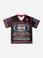 Y2k Dark Vintage Focus Graphic Mesh Jersey