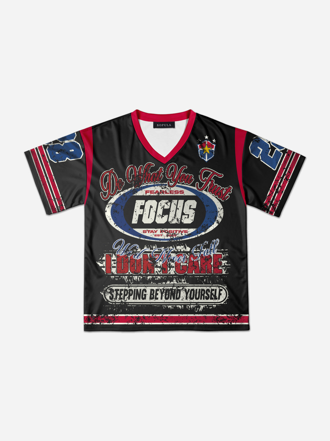 Y2k Dark Vintage Focus Graphic Mesh Jersey