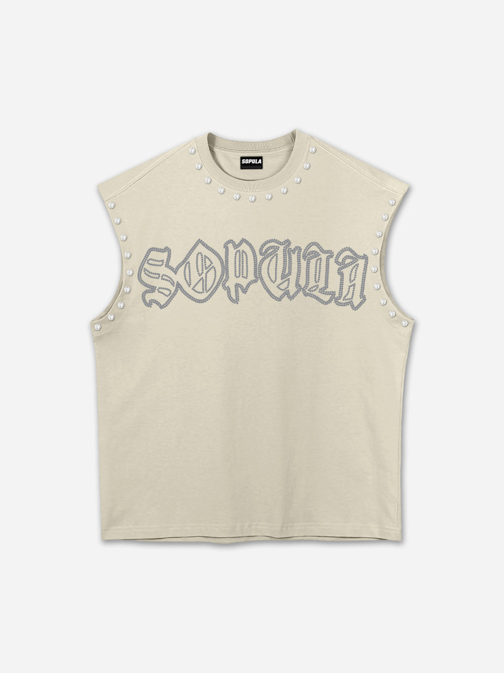 Sopula Shining Diamond Font Graphic Rhinestone Tank Top
