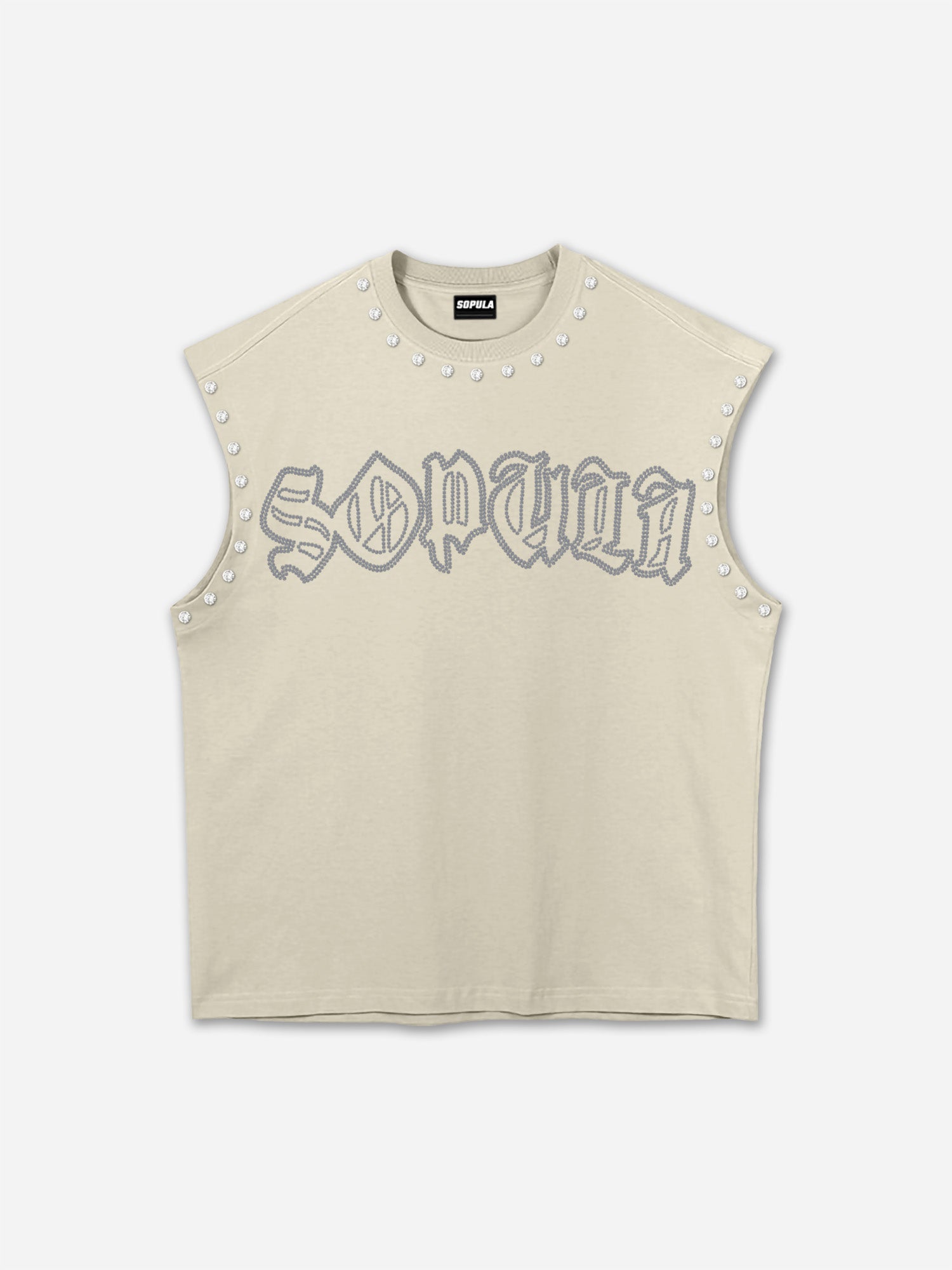 Sopula Shining Diamond Font Graphic Rhinestone Tank Top