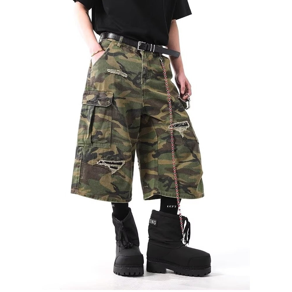 Men's Retro Workwear Pocket Camouflage Cargo Shorts