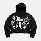 I Wanna Go Home Mental Health Print Slogan Graphic Cropped Hoodie
