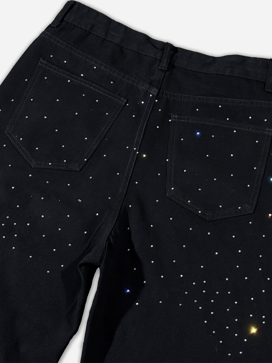 Cross Rhinestones Fit Denim Baggy Jeans
