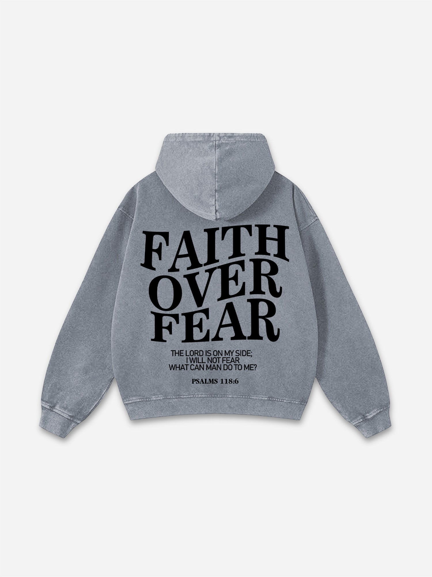 Vintage Faith Over Fear Graphic Acid Washed Oversized Hoodie