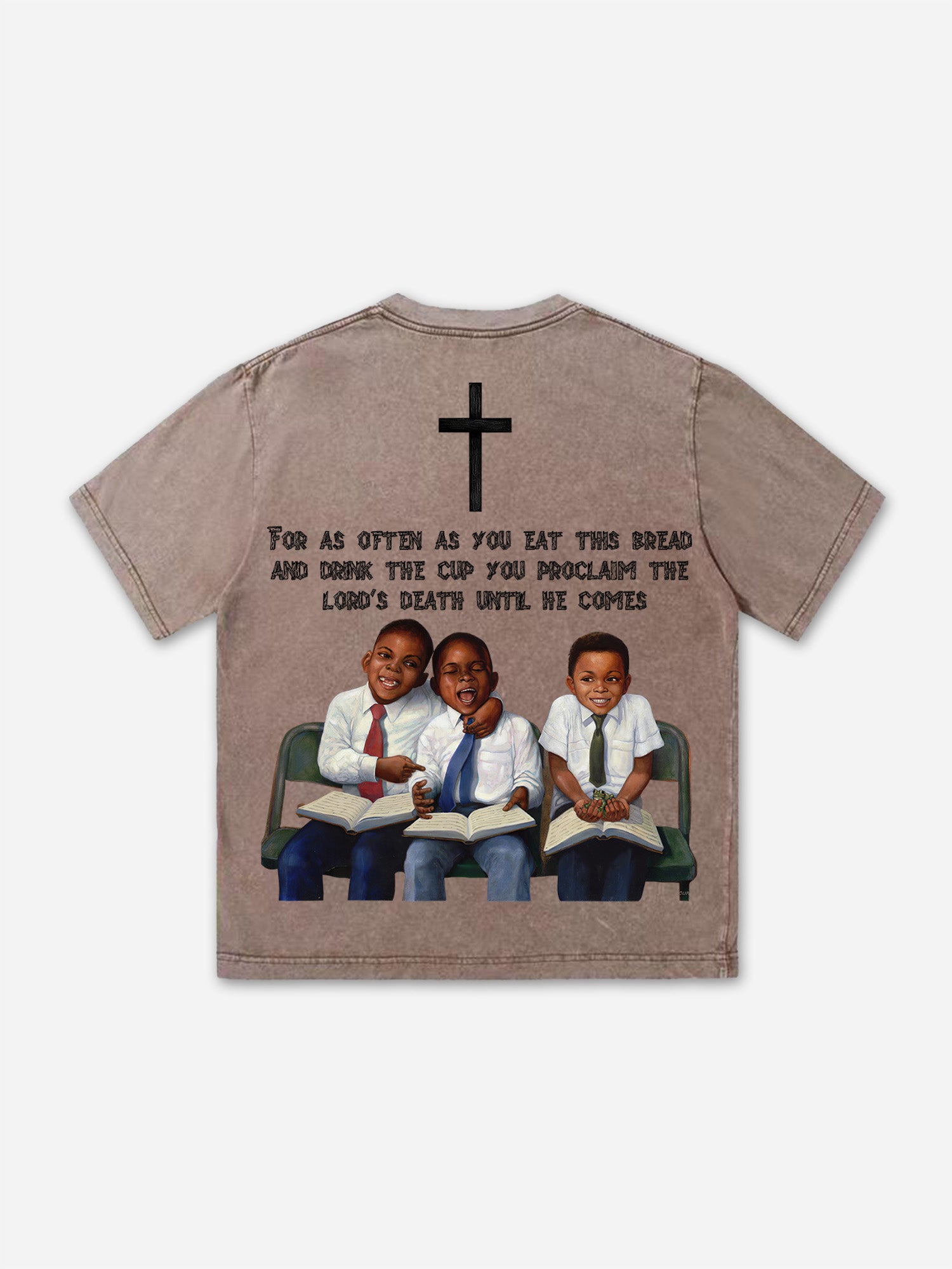 Retro First Sunday Faith Graphic Print Acid Washed T-shirt