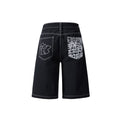 Men's Hip-hop Embroidered Loose Denim Shorts Jorts