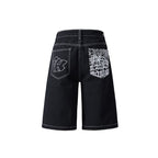Men's Hip-hop Embroidered Loose Denim Shorts Jorts