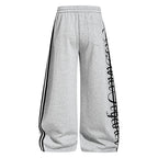 Retro Striped Letter Print Wide-leg Sweatpants