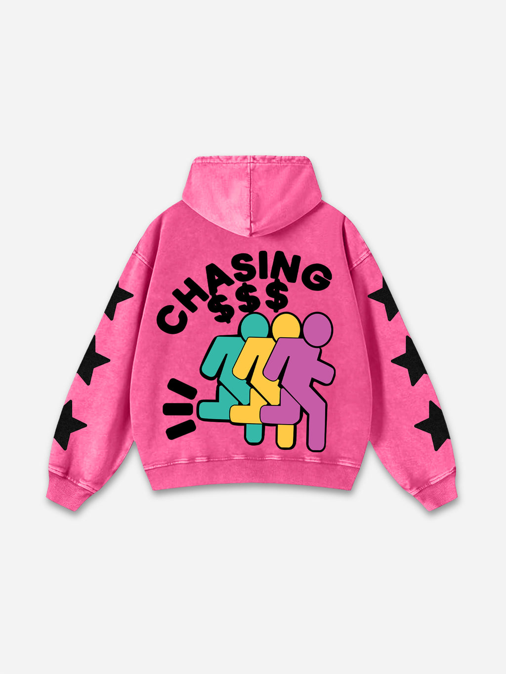 Vintage Chasing Money Graphic Acid Washed Oversized Hoodie