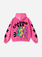 Vintage Chasing Money Graphic Acid Washed Oversized Hoodie