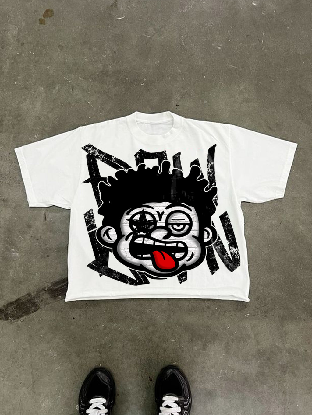 Big Face Retro Cartoon Graphic Cropped T-shirt