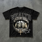 Diamond Encrusted Lips With Gold Cross Graphic T-shirt