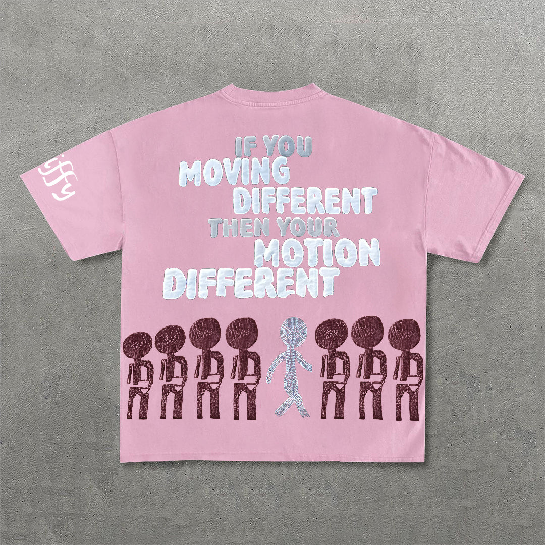 Vintage Motion Different Graphic Short Sleeve T-Shirt