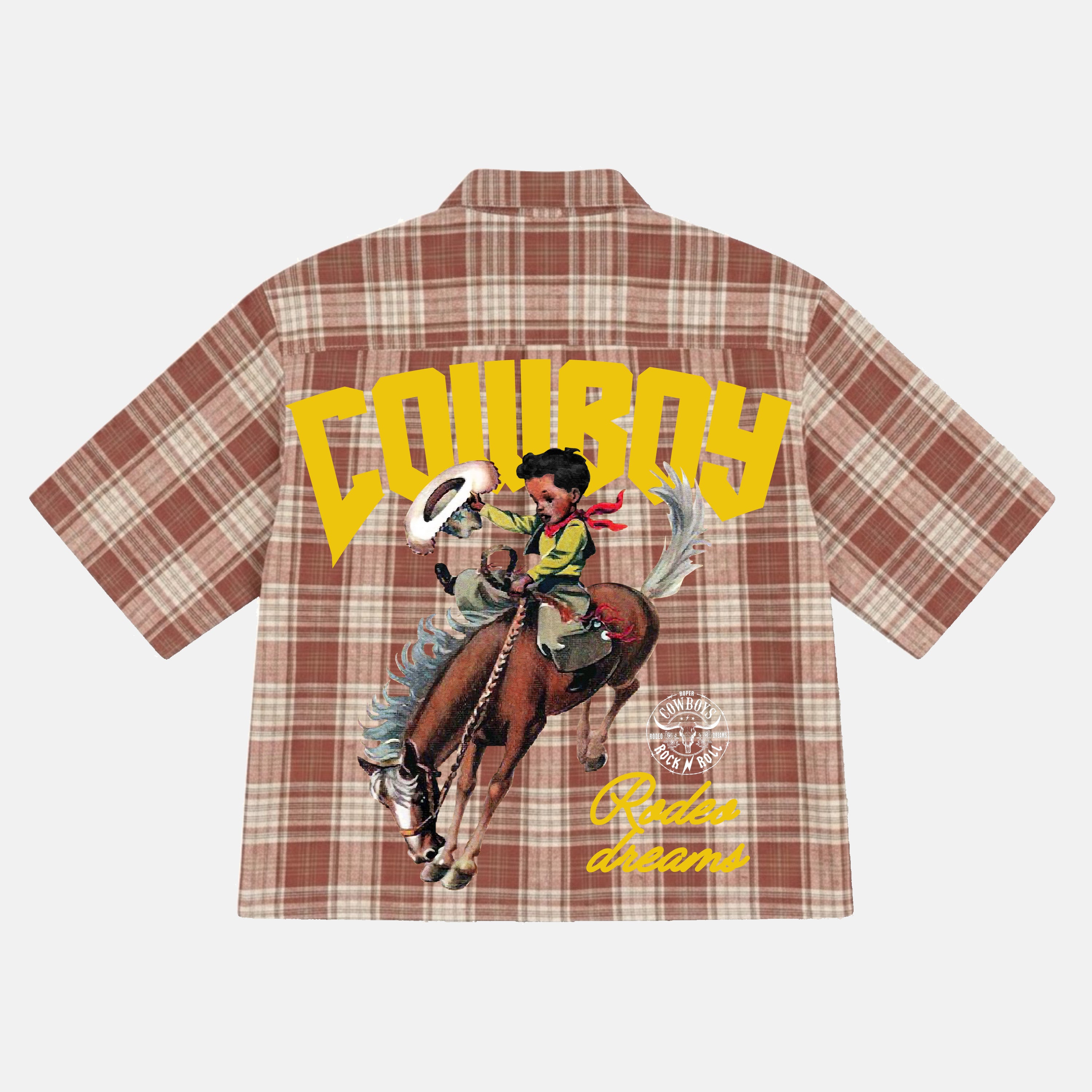 Cowboy Rodeo Dreams Retro Fun Graphic Plaid Jacket Shirt