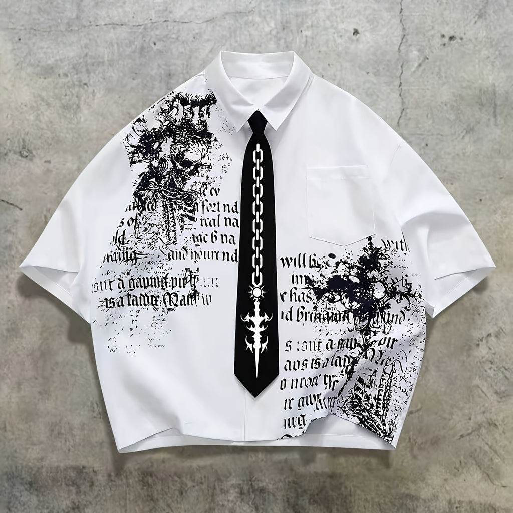 Men's Harajuku Print Loose Short-sleeve Shirt