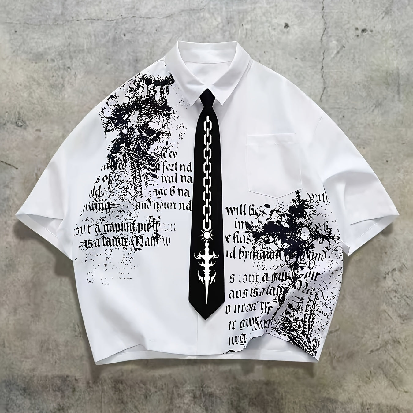 Men's Harajuku Print Loose Short-sleeve Shirt