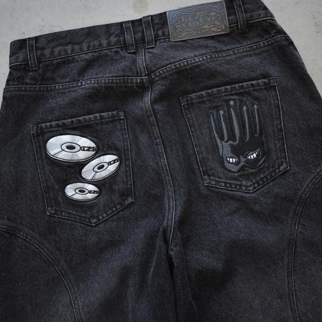 Men's Fashion Cd Embroidered Drawstring  Disc Jeans