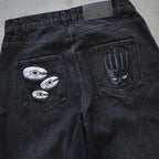 Men's Fashion Cd Embroidered Drawstring  Disc Jeans