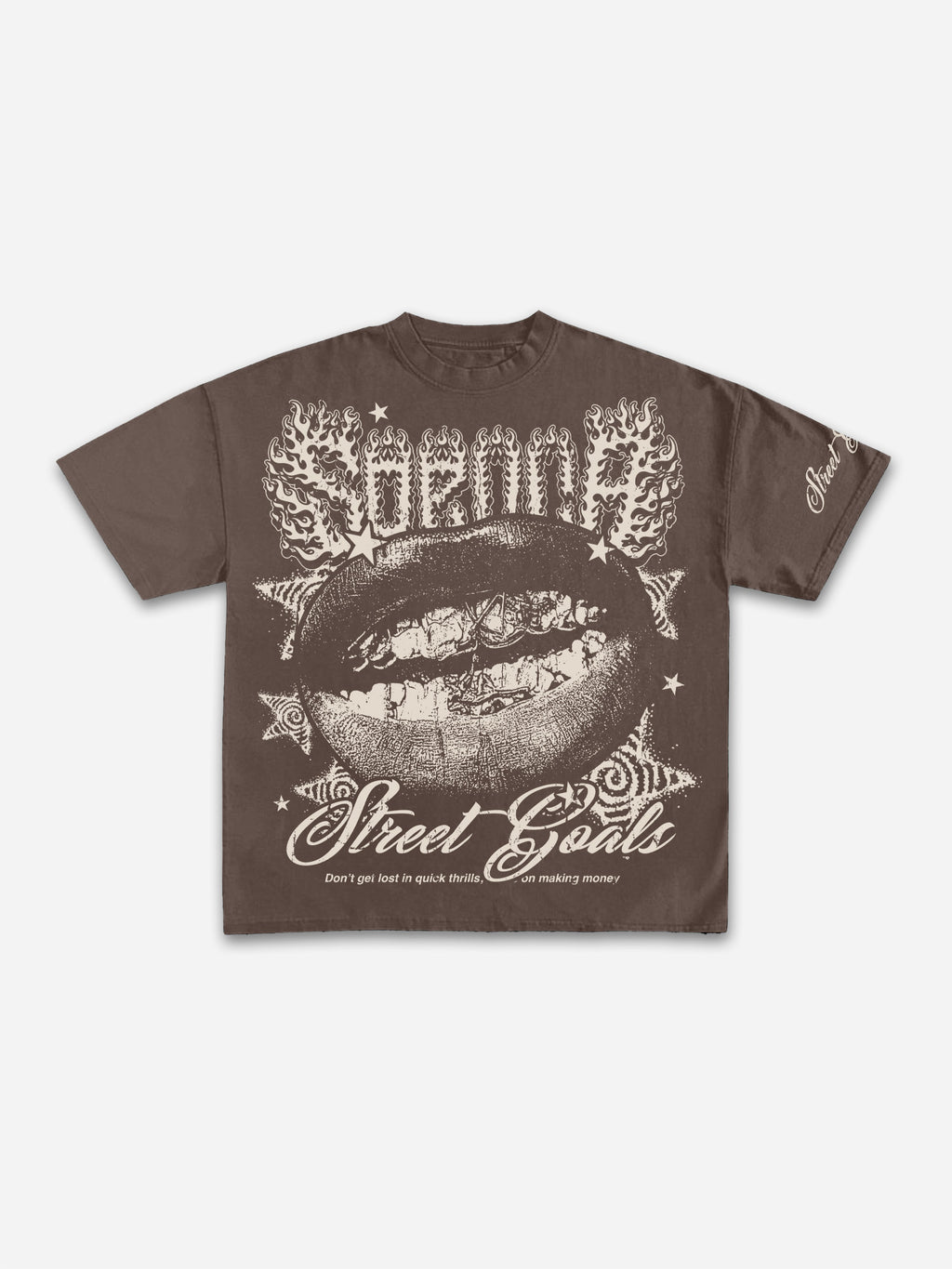 Street Goals Lip Braces Make Vintage Printed Graphic Cotton T-shirt