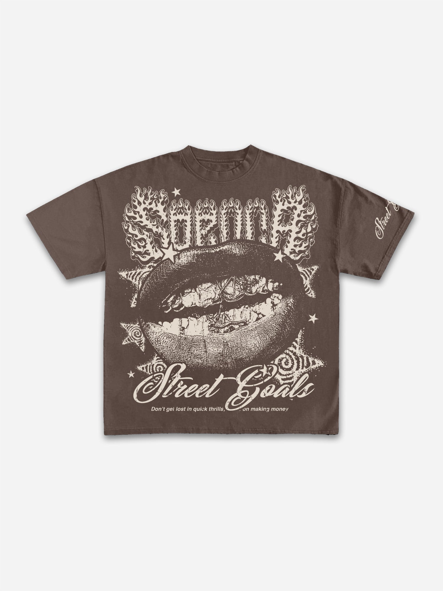 Street Goals Lip Braces Make Vintage Printed Graphic Cotton T-shirt