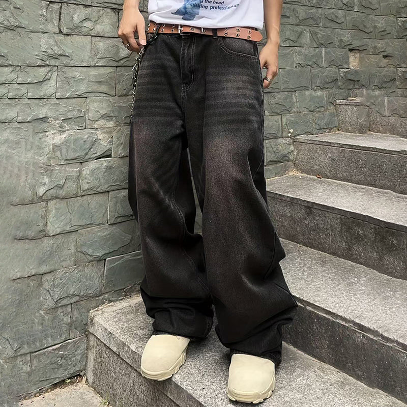Vintage Washed Distressed Loose-fitting Baggy Jeans