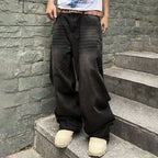 Vintage Washed Distressed Loose-fitting Baggy Jeans