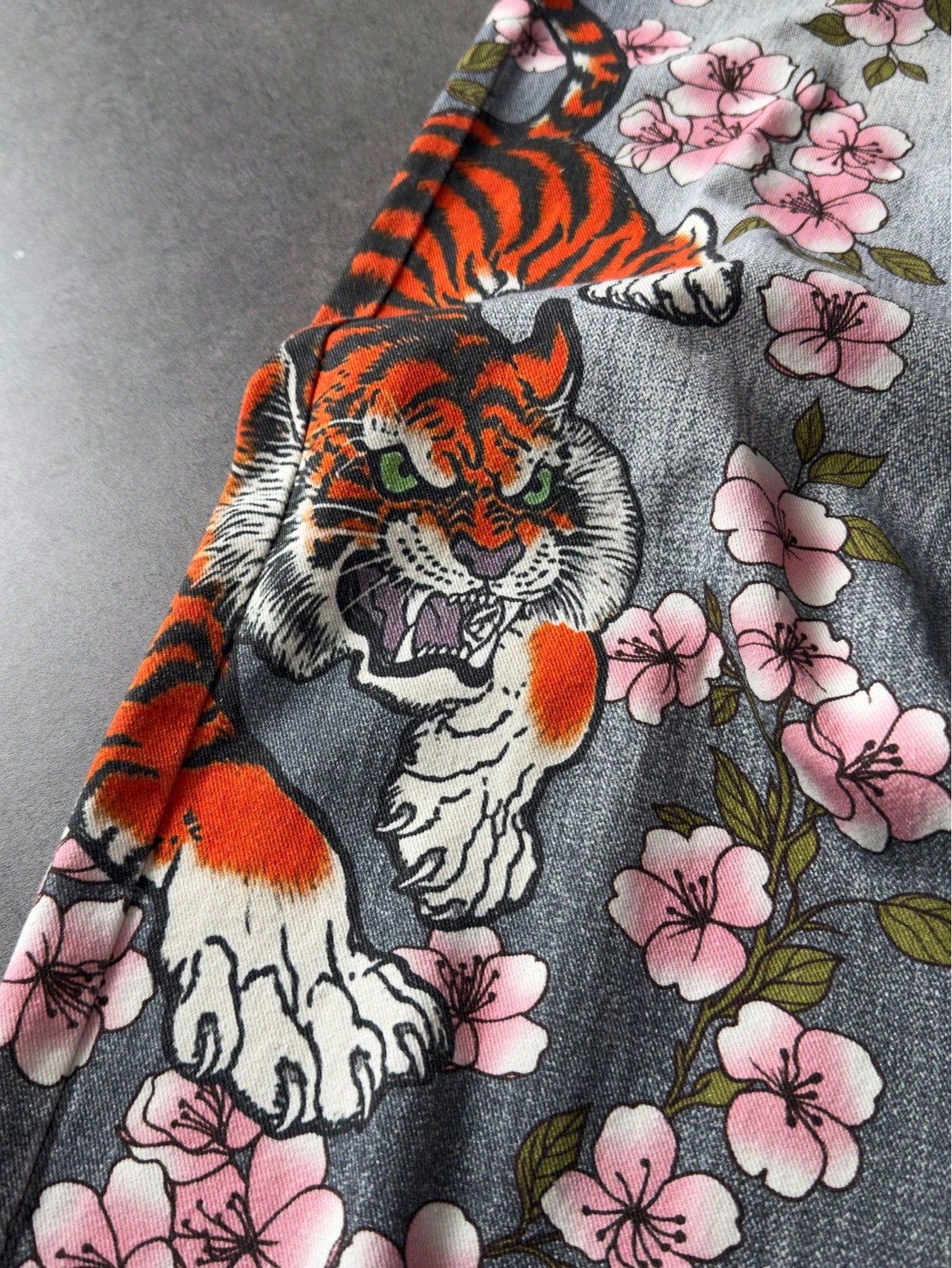 Retro Japanese Floral Tigerbloom Loose Jeans