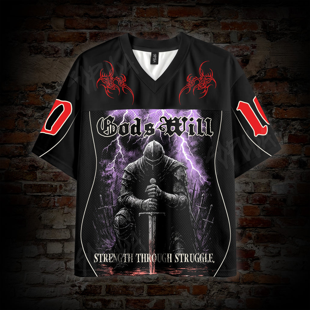 God's Will Gothic Graphic Mesh Jersey T-shirt