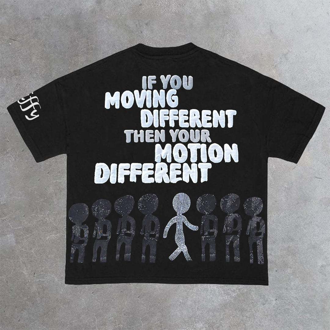 Vintage Motion Different Graphic Short Sleeve T-Shirt