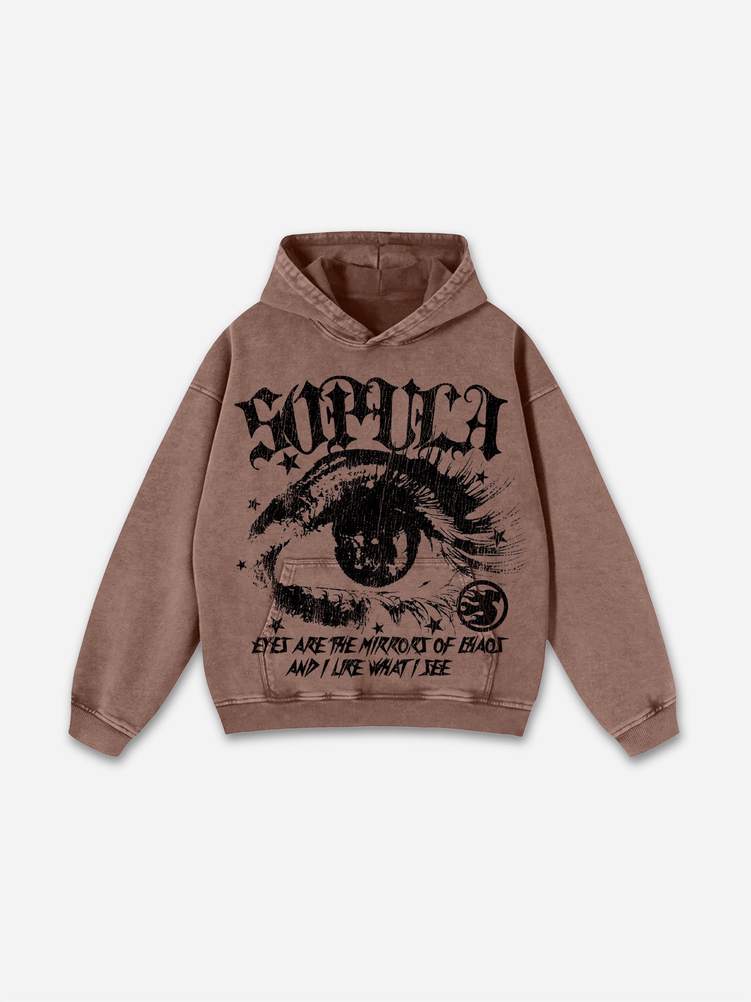 Sopula Star Eyes Graphic Acid Wash Hoodie