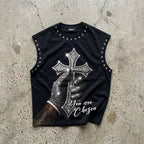 Superstar Diamond Cross Print Graphic Tank Top