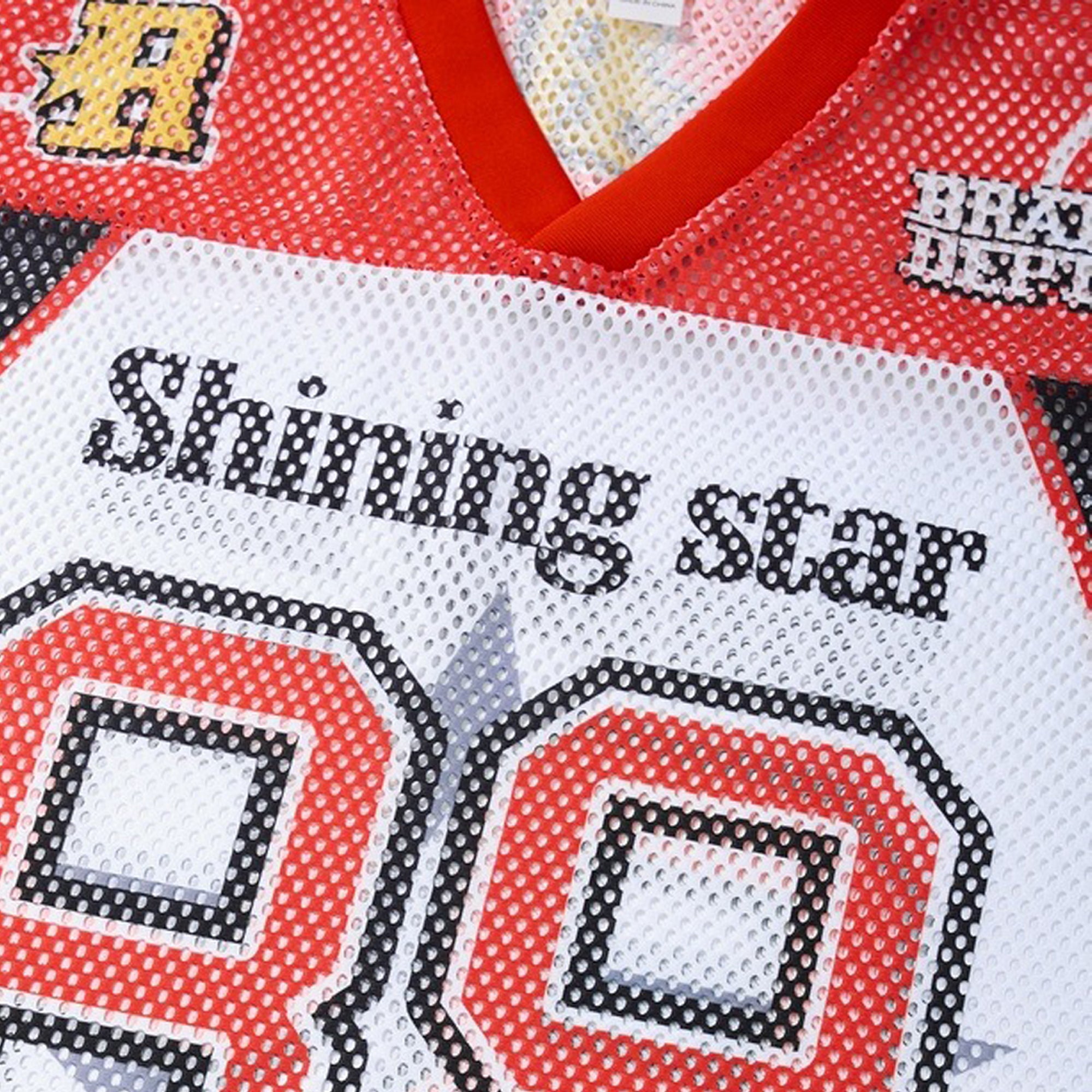Star No.89 V-neck Digital Graphic Color-blocked Jersey
