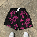 Cross Graphic Dot Mesh Shorts