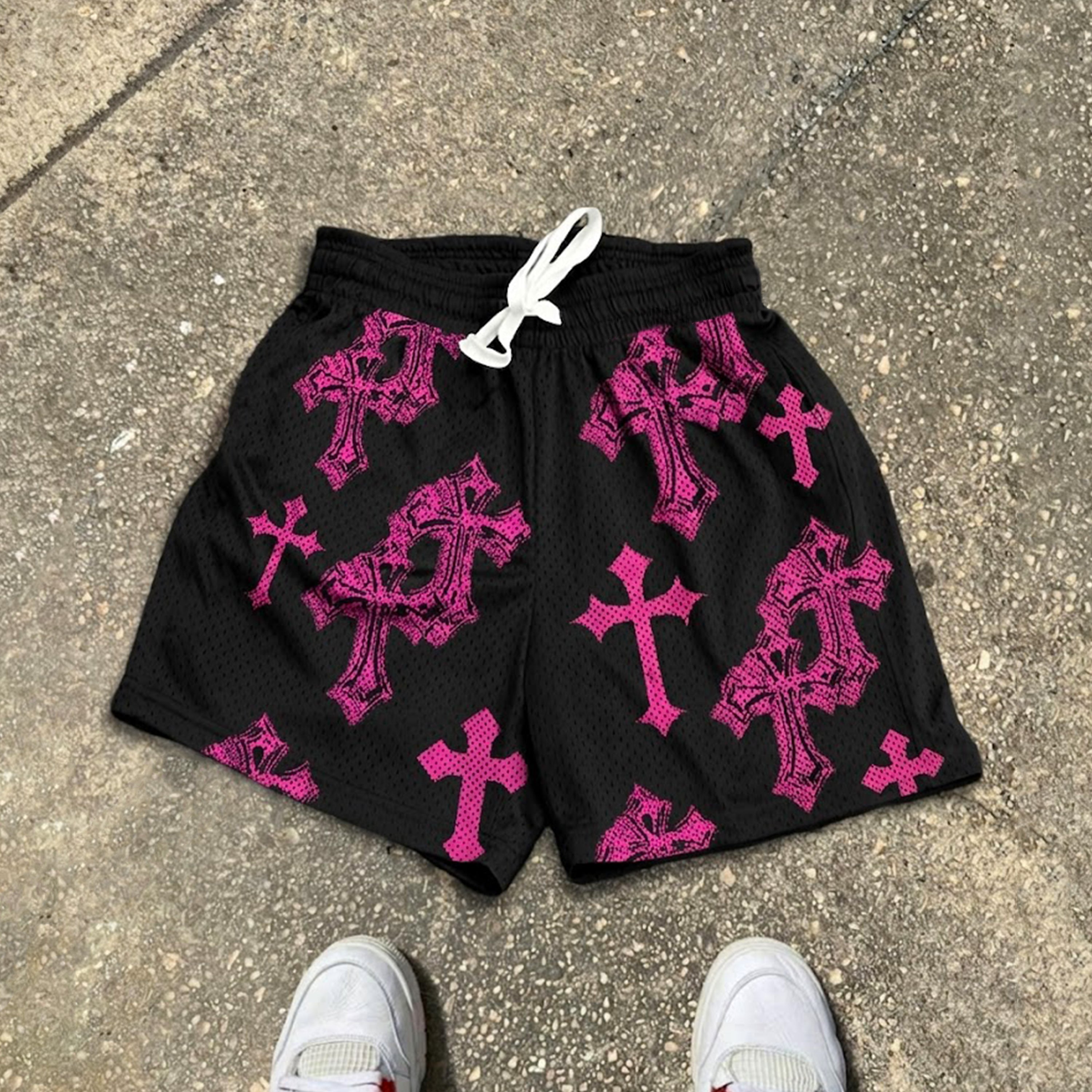 Cross Graphic Dot Mesh Shorts