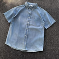 Men's Retro Short-sleeve Denim Shirt