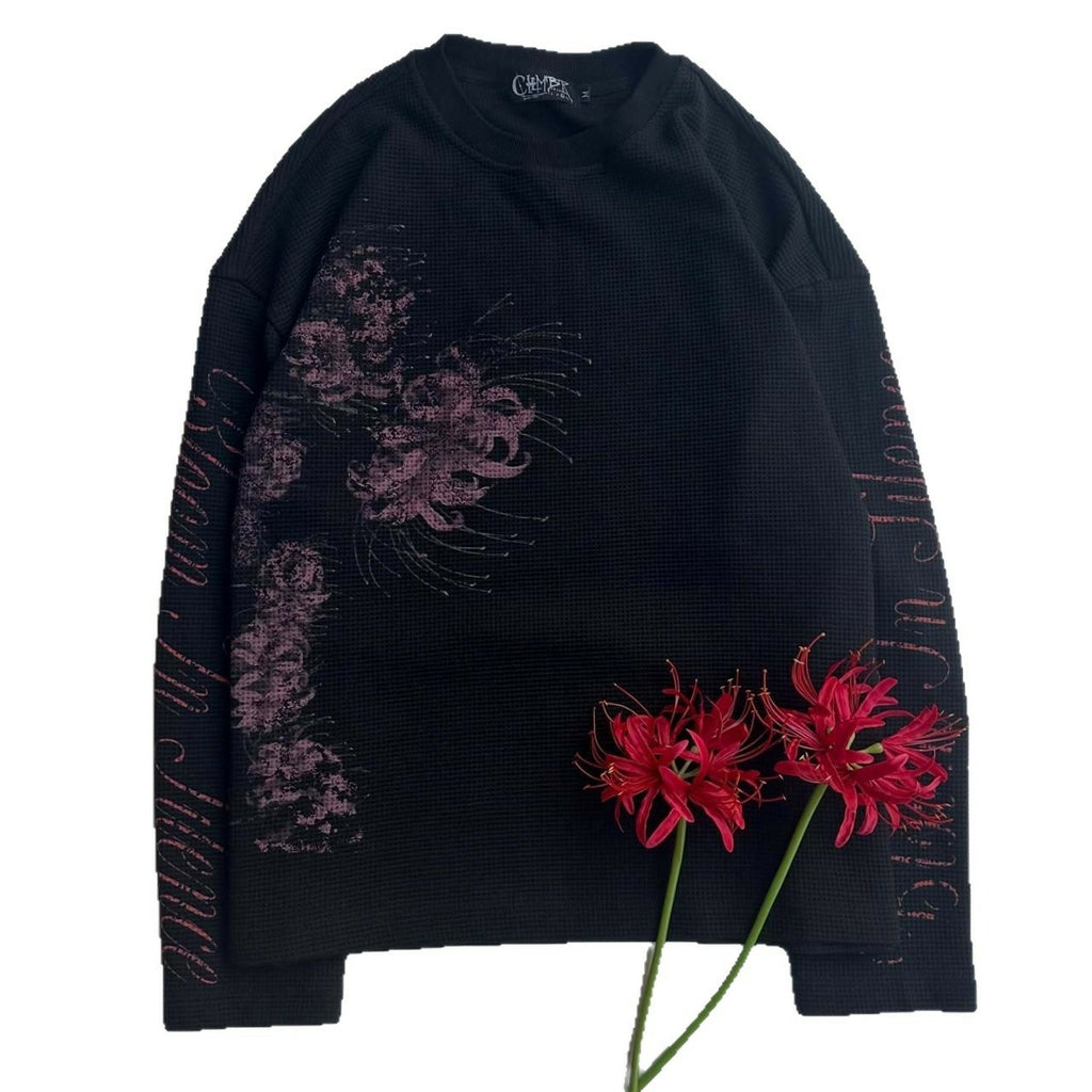 Tokyo Waffle Floral Print Long-sleeved T-shirt