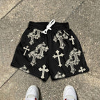 Cross Graphic Dot Mesh Shorts