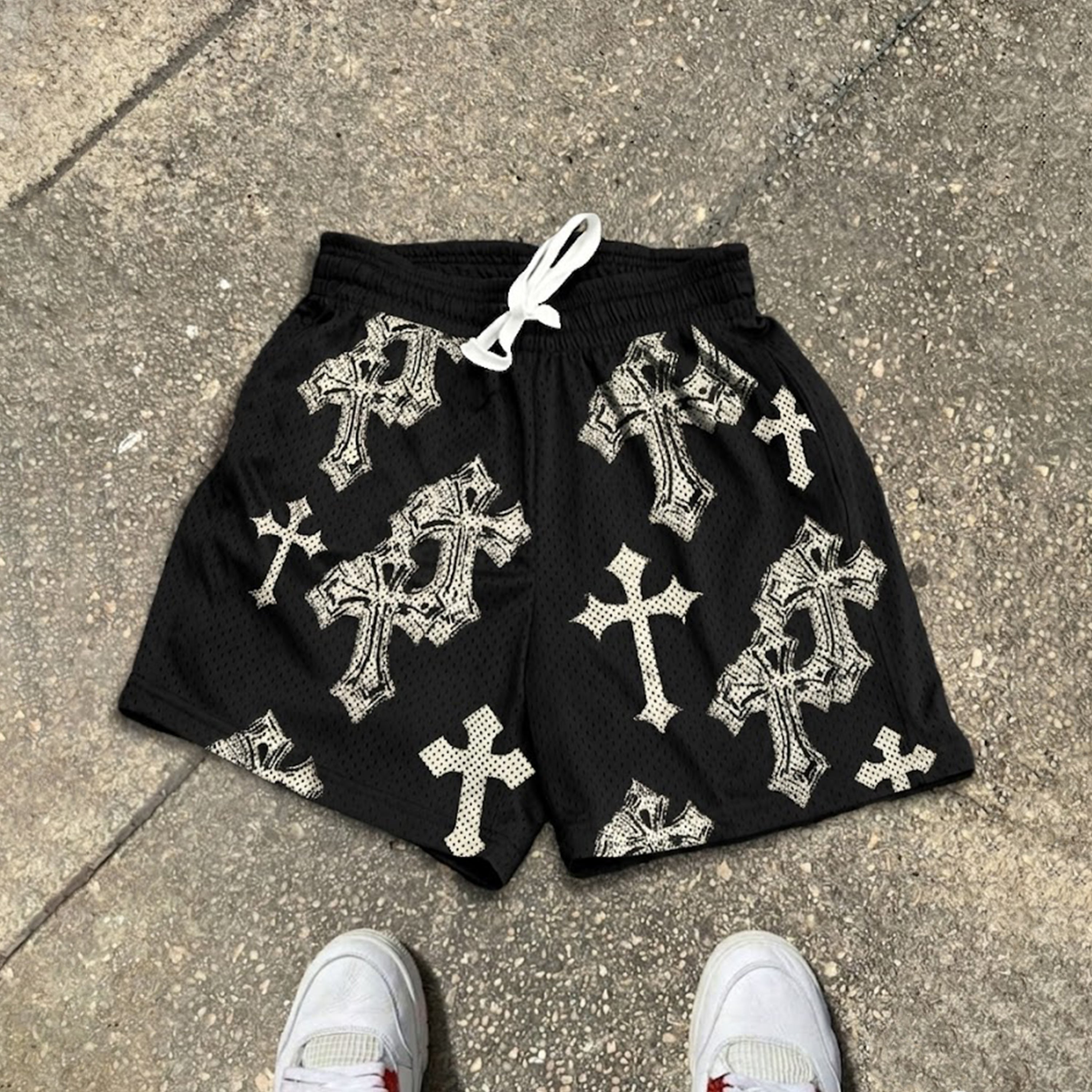 Cross Graphic Dot Mesh Shorts