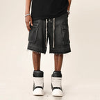 Men's Vintage Drawstring Pocket Denim Shorts