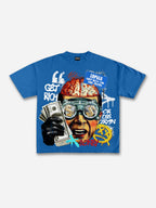 Vintage Get Rich Money Portrait Print Cotton T-shirt