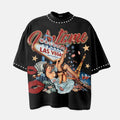 Las Vegas City Of Night Girls Vintage Graphic Rhinestone T-shirt